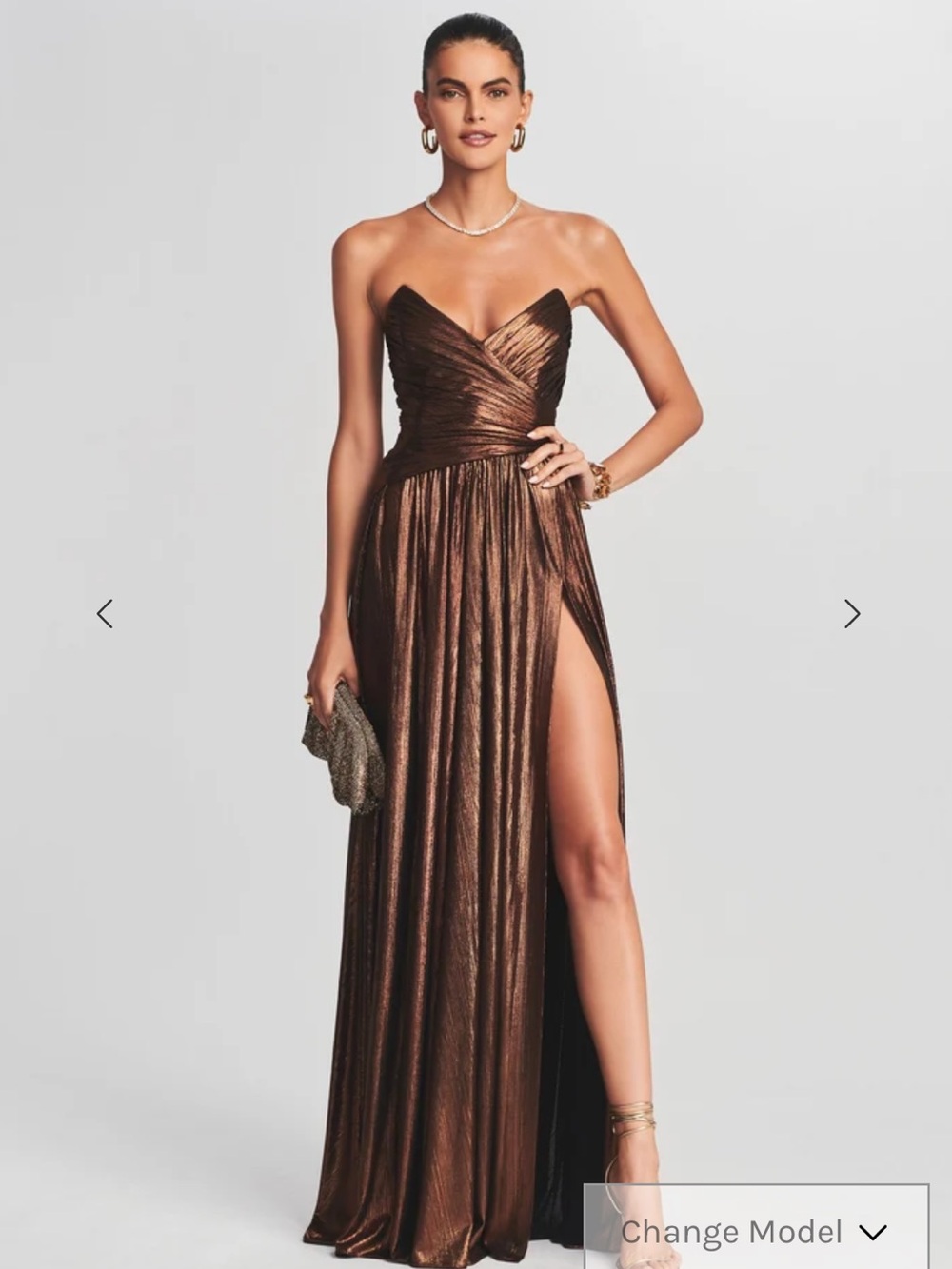 Retrofete Waldorf Dress Size Small Strapless Metallic Bronze Evening Gown
